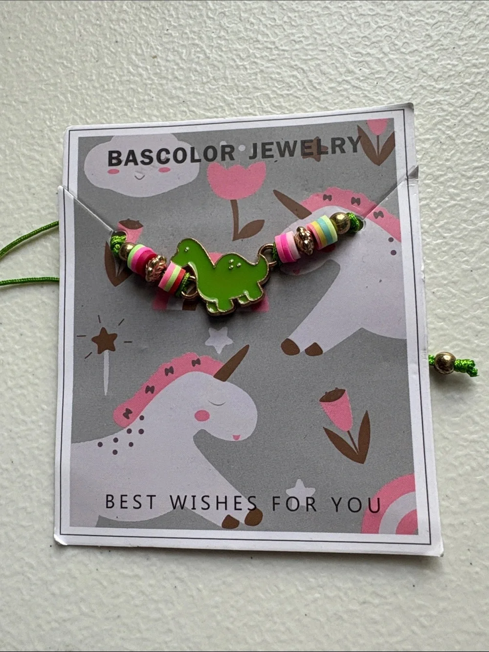 Claire's Pink and Green Kids Bracelet & Charm Set